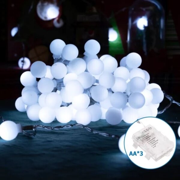 Aigostar - LED Venkovní řetěz 50xLED/3xAA/8 funkcí 5,3 m IP44 studená bílá