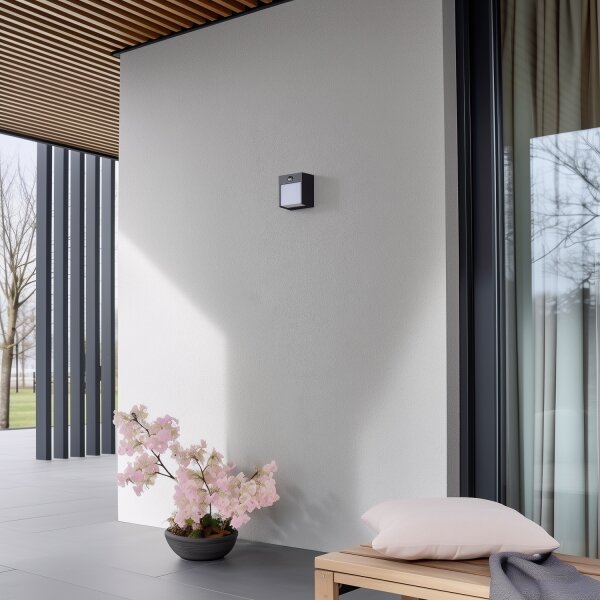 Brilagi-LED Venkovní nástěnné svítidlo se senzorem TERNI LED/12W/230V antr. IP44