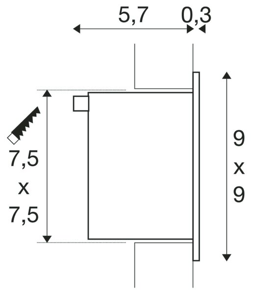 BIG WHITE SLV FRAME BASIC, vestavné svítidlo, LED, 3000K, hranaté, stříbrošedé, vč. listových pružin 111262