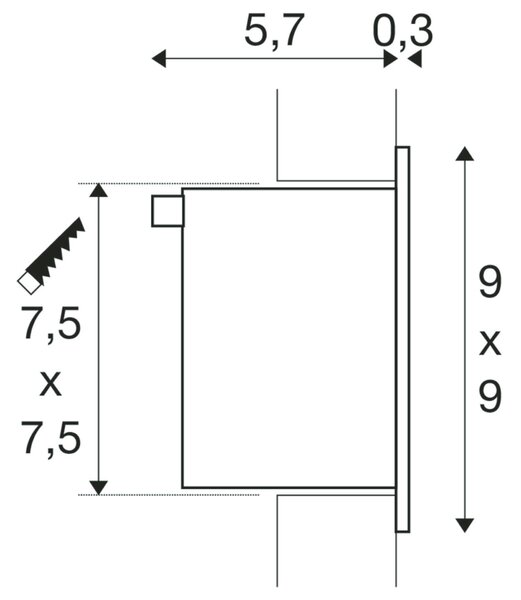 BIG WHITE SLV FRAME BASIC, vestavné svítidlo, LED, 3000K, hranaté, bílé matné, vč. listových pružin 113262