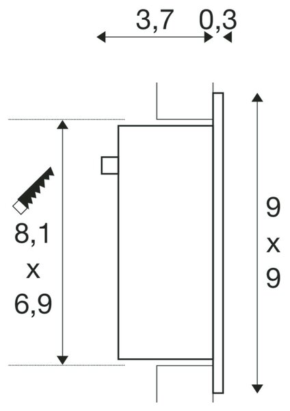 BIG WHITE SLV FRAME CURVE, vestavné svítidlo, LED, 3000K, hranaté, bílé matné, vč. listových pružin 113292