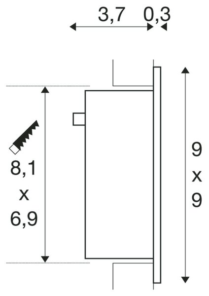 BIG WHITE SLV FRAME CURVE, vestavné svítidlo, LED, 3 000 K, hranaté, stříbrošedé, vč. listových pružin 111292