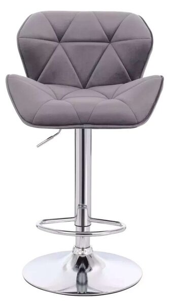 LuxuryForm DESIGN Barová židle MILANO VELUR na stříbrném talíři - tmavě šedá