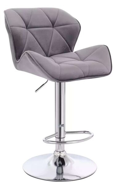 LuxuryForm DESIGN Barová židle MILANO VELUR na stříbrném talíři - tmavě šedá