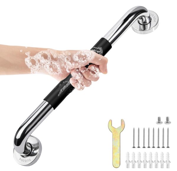 Sunzone, madelná tyč pro sprchu, 16 palců, nerezová ocel, madlo do koupelny, úchytky do koupelny, bezpečnostní zábradlí, podpůrné madlo do koupelny pro seniory, osoby se zdravotním postižením a osoby po úrazu
