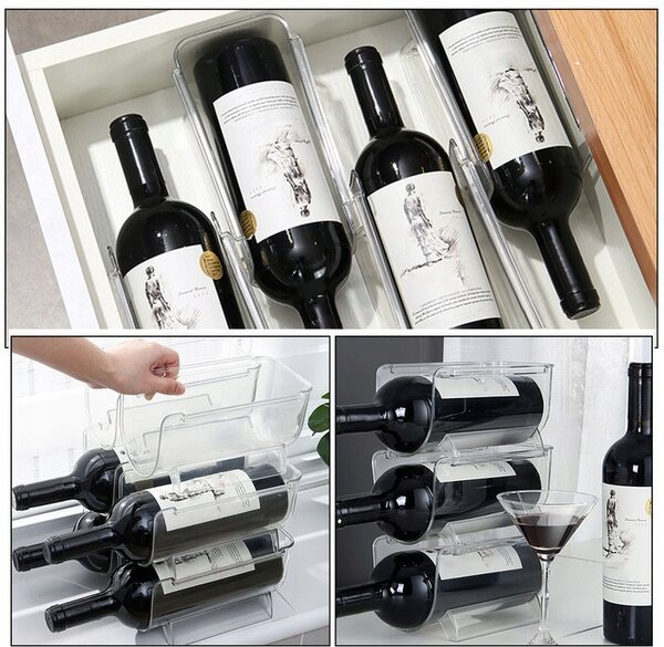 5Five® Stojan na láhve, na víno, transparentní, do lednice BINS