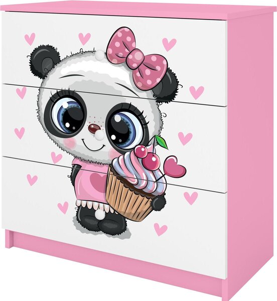 Dětská komoda Panda v růžové barvě Babydreams