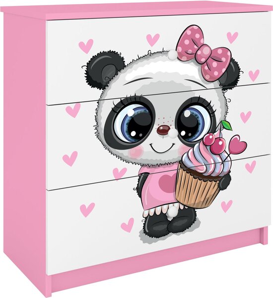 Dětská komoda Panda v růžové barvě Babydreams