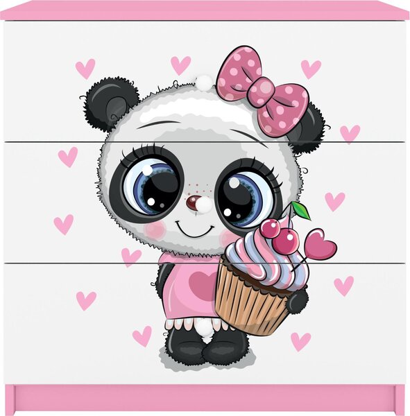 Dětská komoda Panda v růžové barvě Babydreams