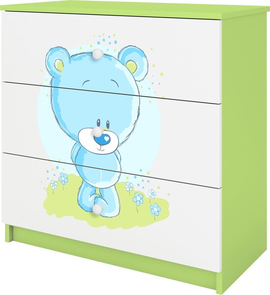Dětská komoda Bluebear v zelené barvě Babydreams