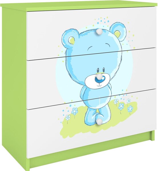 Dětská komoda Bluebear v zelené barvě Babydreams