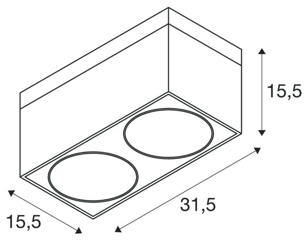 BIG WHITE SLV KARDAMOD, stropní svítidlo, dvě žárovky, QPAR111, obdélníkové, bílé, max. 150 W 117111