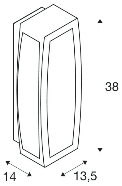 BIG WHITE SLV MERIDIAN BOX 2, venkovní nástěnné svítidlo, TC-(D,H,T,Q)SE, rezavé, max. 25 W, průhledný plast 230657