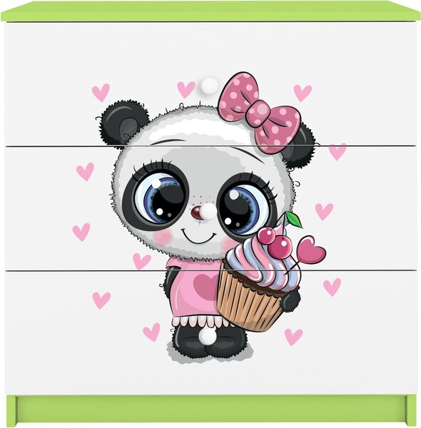 Dětská komoda Panda v zelené barvě Babydreams