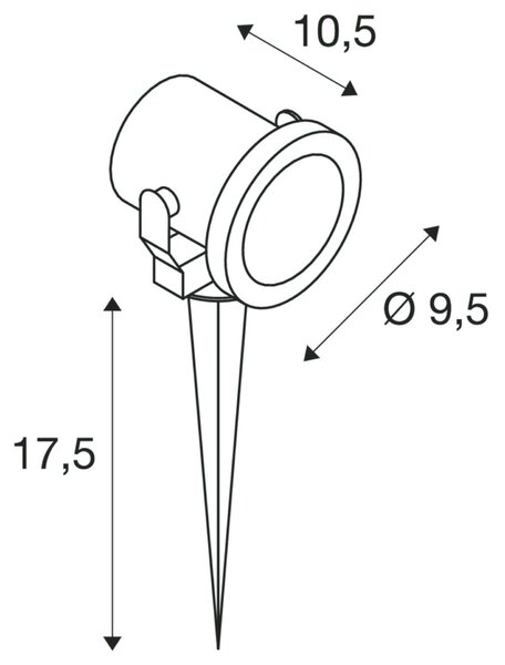 BIG WHITE SLV NAUTILUS SPIKE, venkovní svítidlo s trnem, QPAR51, IP55, nerezová ocel, max. 35 W, vč. kabelu 1,5 m a zástrčky 229740