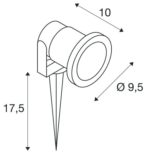 BIG WHITE SLV NAUTILUS SPIKE, venkovní svítidlo s trnem, QPAR51, IP65, stříbrošedé, max. 35 W, vč. kabelu 1,5 m se zástrčkou 227418