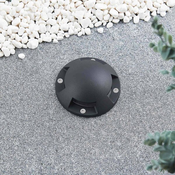Lindby LED podlahové bodové svítidlo Huban, 15 cm, 4 světla, antracitová barva, Černá, Hliník, Moderní