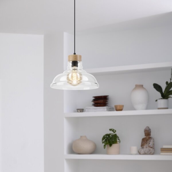 Lustr na lanku SINGLE 1xE27/60W/230V pr. 28 cm dub