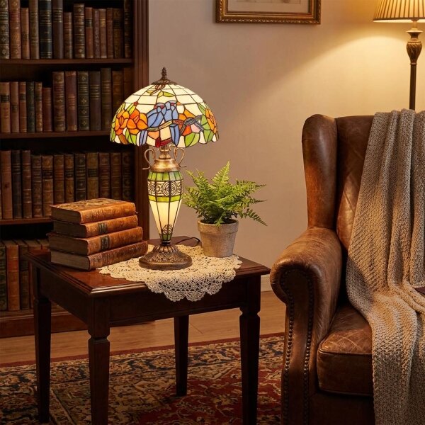 Brilagi - Tiffany vitrážová stolní lampa JUNGLE 1xE27/60W/230V + 1xE14/40W