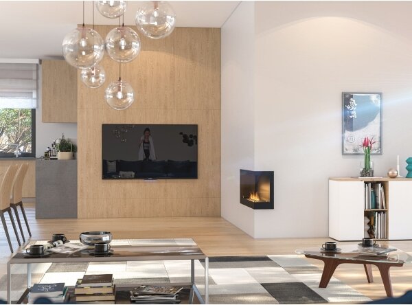 InFire - Rohový BIO krb 45x90 cm 3kW černá