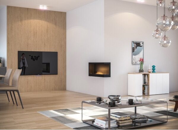 InFire - Rohový BIO krb 45x90 cm 3kW černá