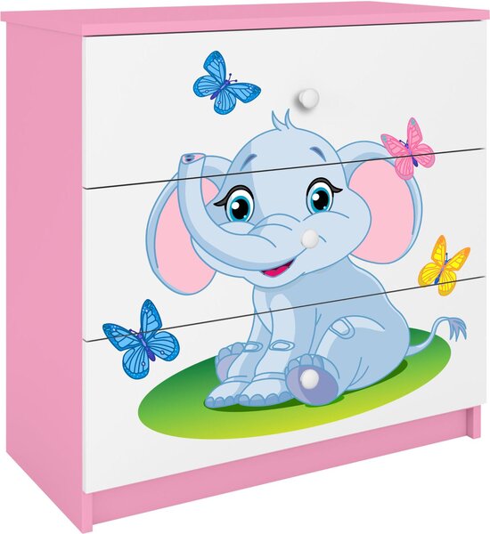 Dětská komoda slon v růžové barvě Babydreams