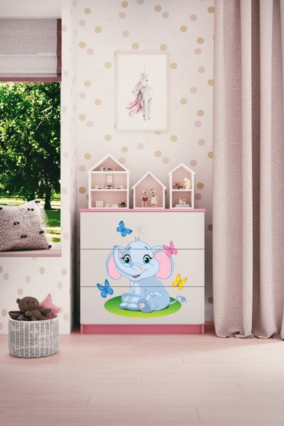 Dětská komoda slon v růžové barvě Babydreams