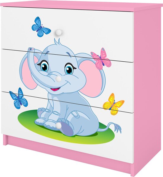 Dětská komoda slon v růžové barvě Babydreams