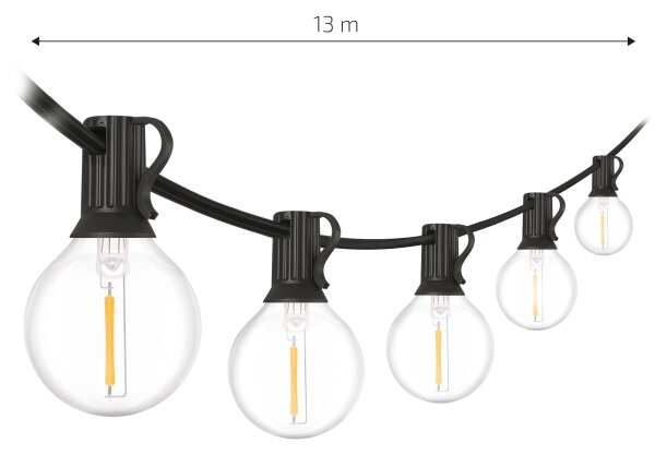 Brilagi - LED Venkovní dekorační řetěz GIRLANDA 18xE12 13m černá IP44 teplá bílá