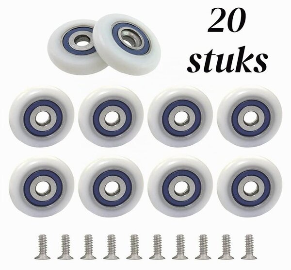 Kolečko na sprchové dveře - Sada 10 kusů - POM - Modrá 28 mm