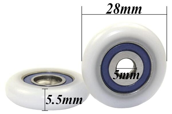 Kolečko na sprchové dveře - Sada 10 kusů - POM - Modrá 28 mm