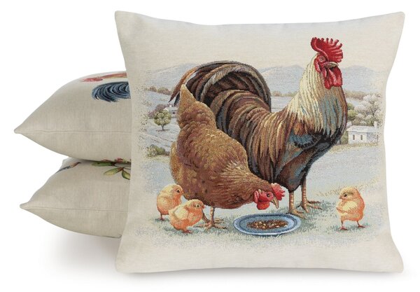 GOBELÍNOVÁ DEKORAČNÍ POVLAK NA POLŠTÁŘ FOWL 45X45 CM VZOROVANÁ
