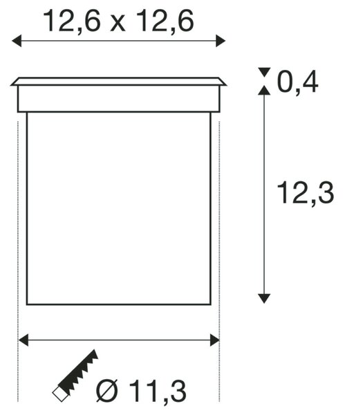 BIG WHITE SLV ROCCI 125, venkovní zapuštěné podlahové svítidlo, LED, 3000K, IP67, hranaté, nerezová ocel 316, max. 6 W 227604