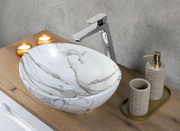 Comad Koupelnová skříňka s deskovým umyvadlem Aster White 60 bílá mat/dub cremona