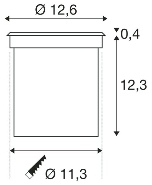 BIG WHITE SLV ROCCI 125, venkovní zapuštěné podlahové svítidlo, LED, 3000K, IP67, kulaté, nerezová ocel 316, max. 6 W 227600