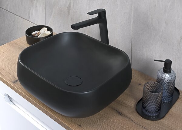 Comad Koupelnová sestava Luxor Black 90 cm s umyvadlem a skříňkami černá/dub olejovaný