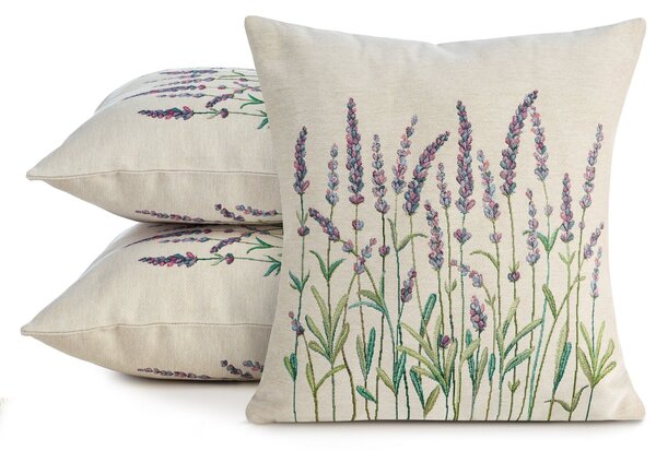 GOBELÍNOVÝ DEKORAČNÍ POVLAK NA POLŠTÁŘ LAVENDER2 45X45 CM VZOROVANÁ