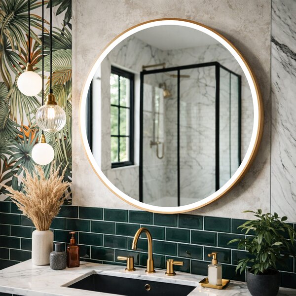 Delhi – Kulaté Zrcadlo LOFT LED v Rámu z Hliník