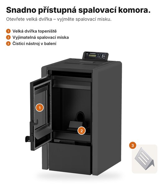 NEMAXX® PC5 peletová kamna 5,3 kW A+ kompaktní, 120 m³, ovladač, červená