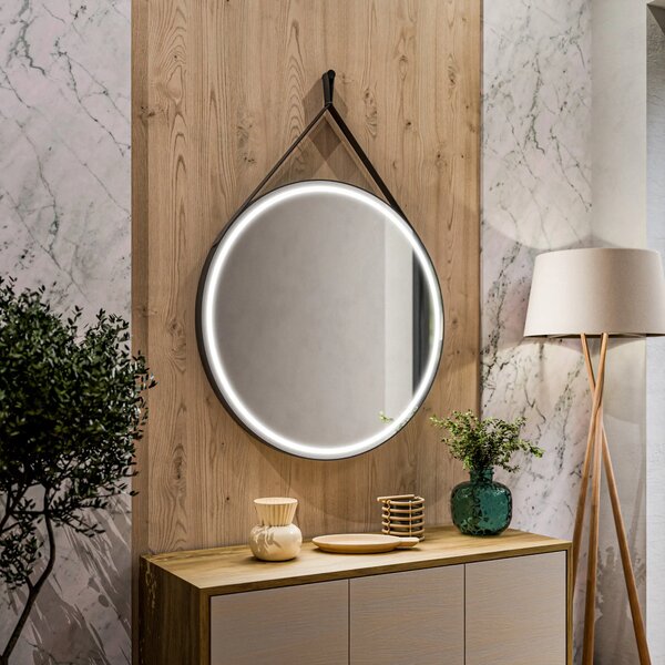 London - Kulaté zrcadlo Loft LED na pásku v hliníkovém rámu