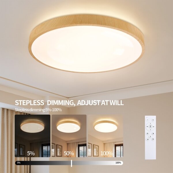 Brilagi-LED Stmívat. svítidlo GLASS POOL DOUBLE LED/80W/230V 60 cm dek. dřeva+DO