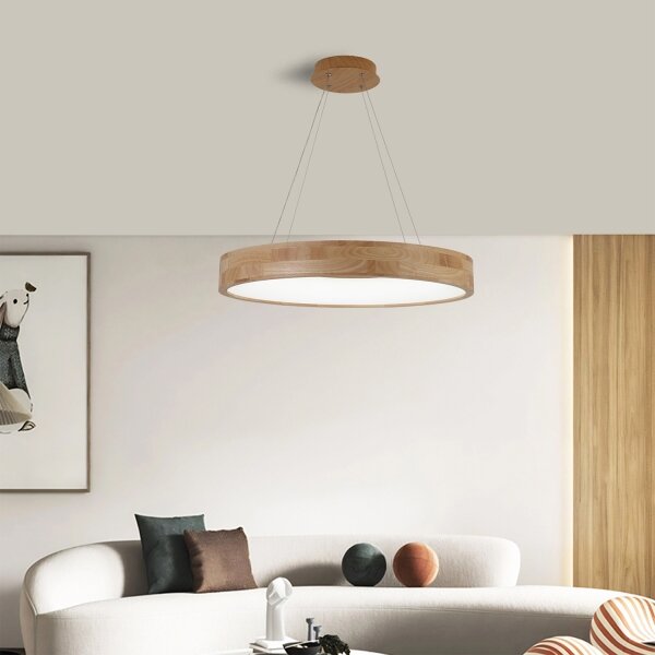 Brilagi -LED Lustr na lanku FALCON WOOD LED/40W/230V 3000/4000/6000K 60 cm dřevo