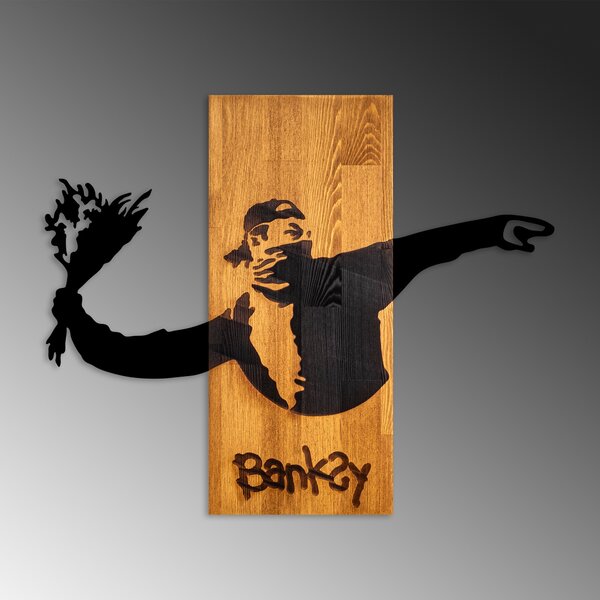 ASIR Nástěnná dřevěná dekorace BANKSY protest