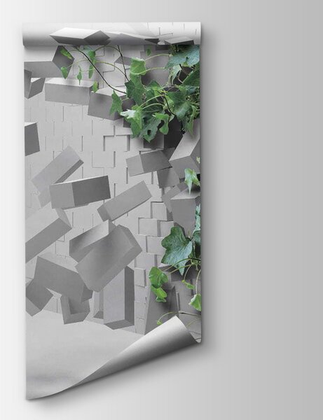 Fototapeta Rostlina proráží zeď, 3D fototapety, Populární fototapety, u22697 - Tapeko.co.cz