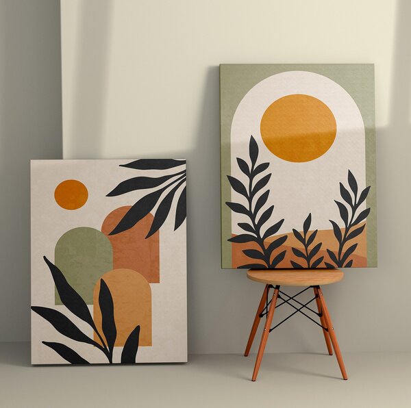 ASIR Set obrazů na plátně 2 ks ( 50 x 70 cm) Slunce a listy