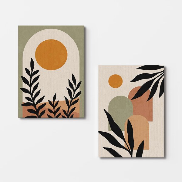 ASIR Set obrazů na plátně 2 ks ( 50 x 70 cm) Slunce a listy