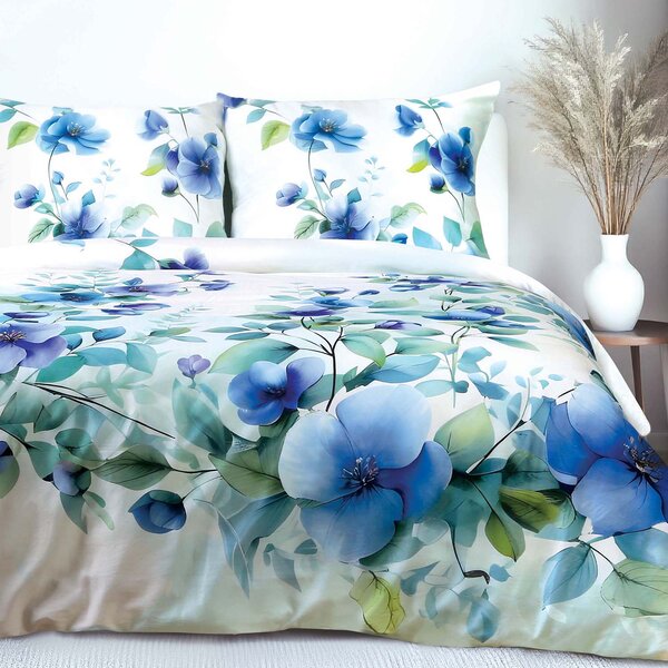 SATÉNOVÉ POVLEČENÍ SATYNLOVE PREMIUM 180X200 CM, 2KS 70X80 CM KVĚTY