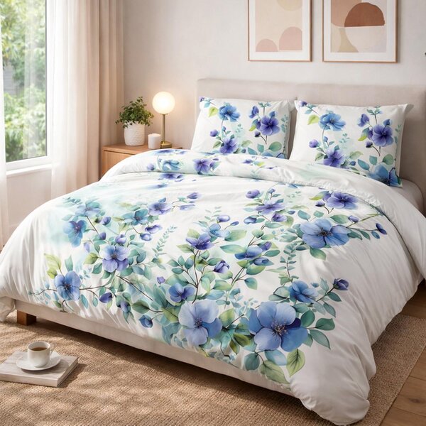SATÉNOVÉ POVLEČENÍ SATYNLOVE PREMIUM 180X200 CM, 2KS 70X80 CM KVĚTY