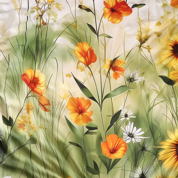 SATÉNOVÉ POVLEČENÍ SATYNLOVE PREMIUM 180X200 CM, 2KS 70X80 CM KVĚTY