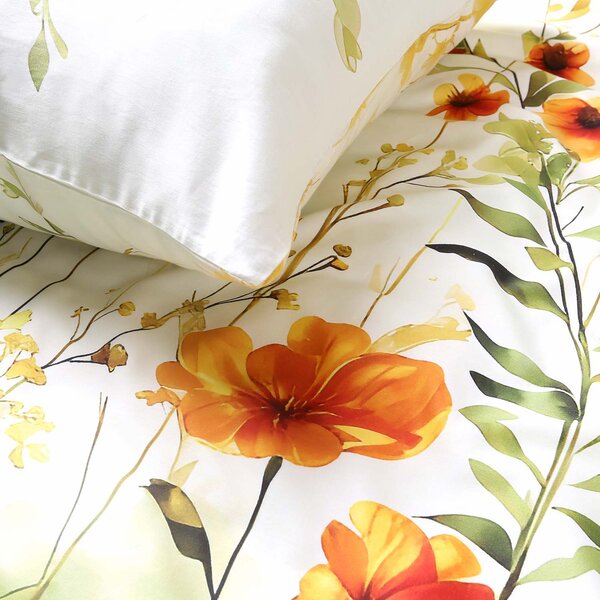 SATÉNOVÉ POVLEČENÍ SATYNLOVE PREMIUM 180X200 CM, 2KS 70X80 CM KVĚTY